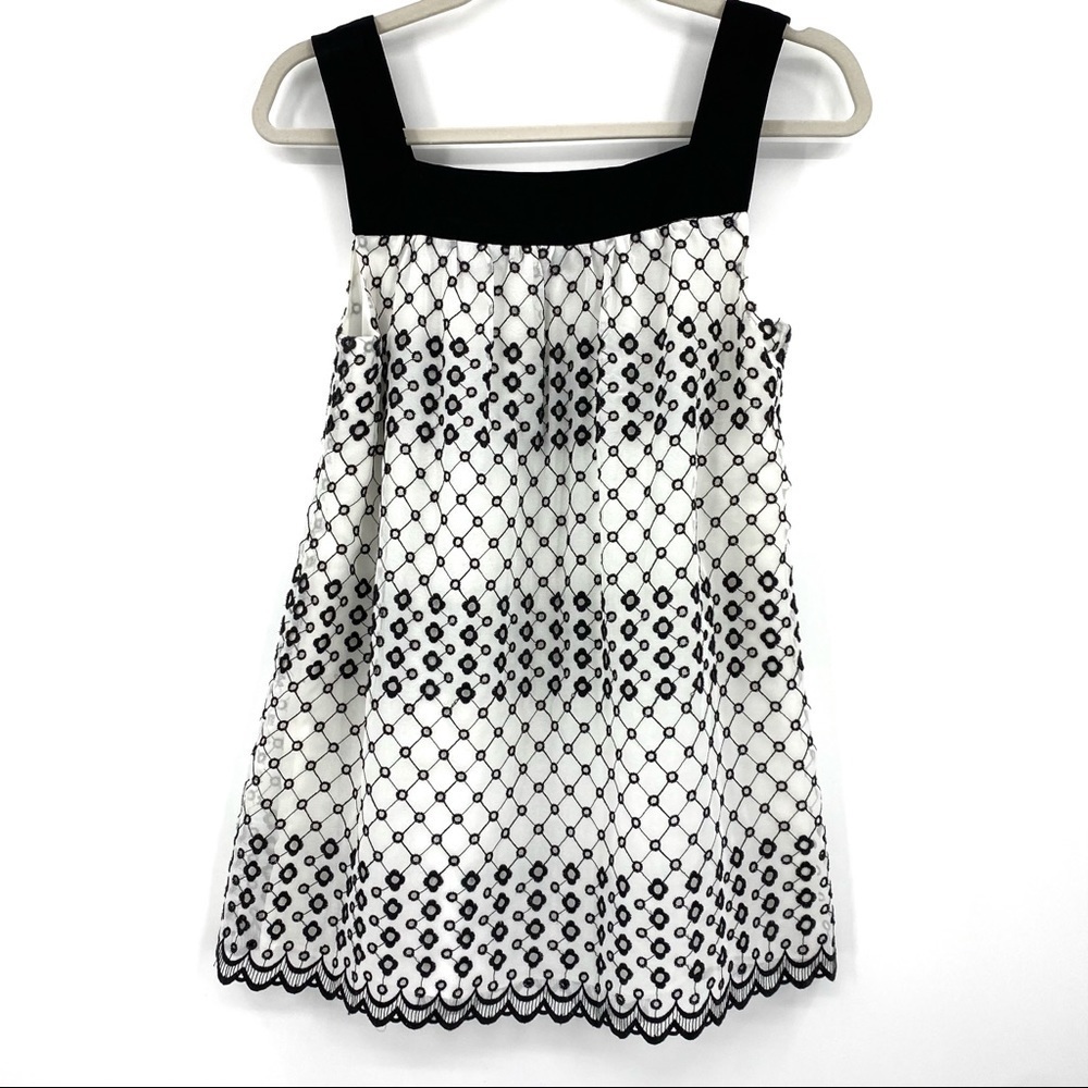 Alfani Black & White Embroidered Chiffon Tunic SP